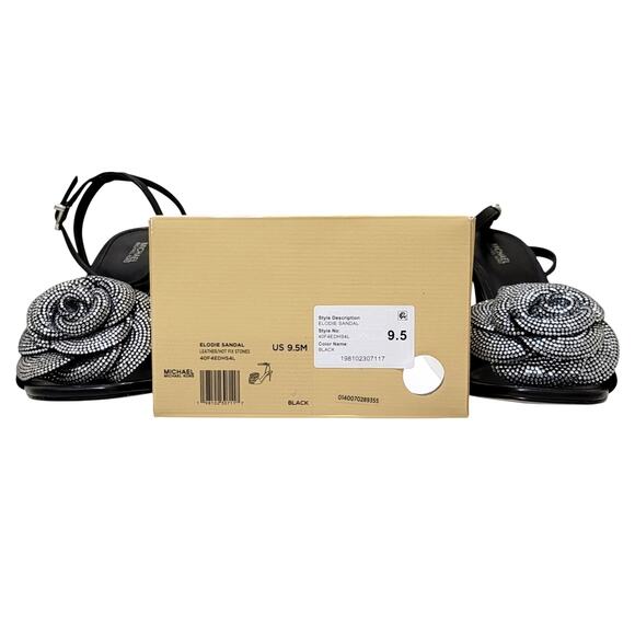 Michael Michael Kors Elodie Ankle Strap Sandal Size US 9.5M Black/Rhinestone - Picture 5 of 5